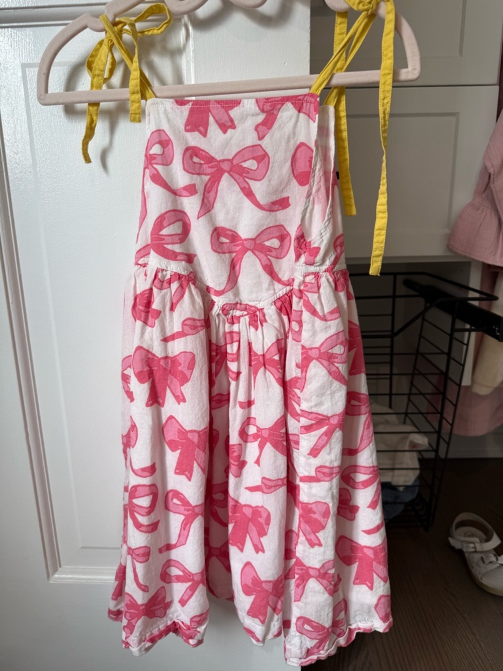Pink Chicken Pink and Yellow Bow-Print Dress